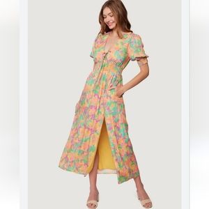 Lost + Wander Eternal Lights Floral V-Neck Short Sleeve Maxi Dress